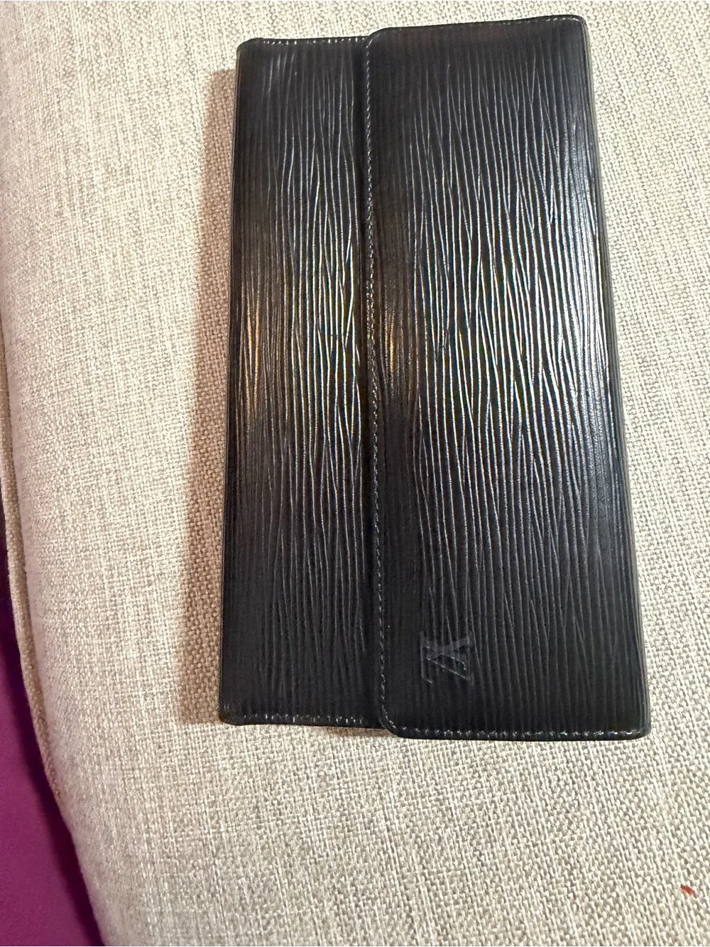 Louis Vuitton Black Epi Leather Long Wallet with Flap